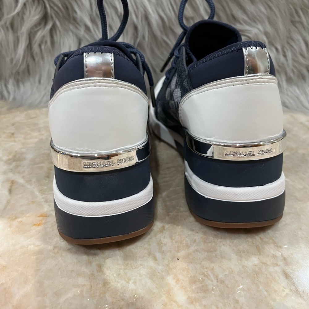 Michael Kors Liv Trainer Wedge Sneaker Women’s Blue (HJ22A. NEW - Picture 6 of 11